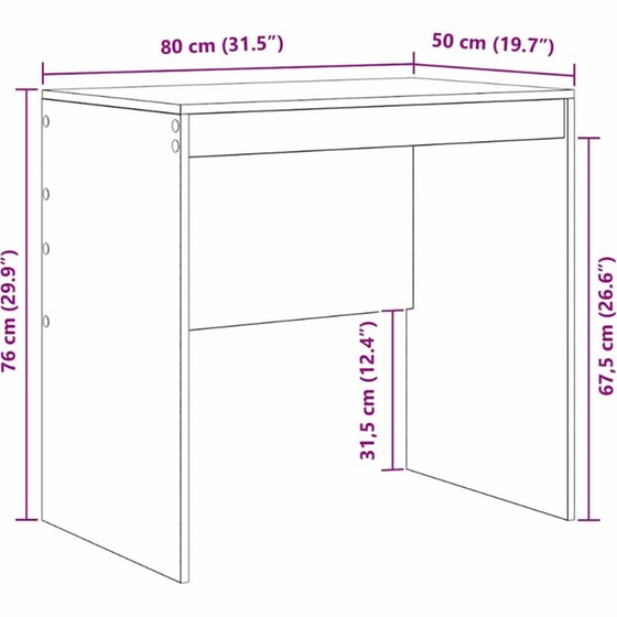 Γραφείο VidaXL 80x50x76 cm - Artisan Δρυς image 8
