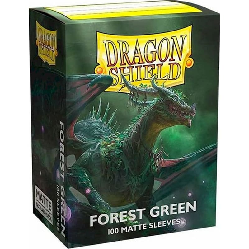 Forest Green Dragon Shield Standard Size Matte Sleeves (100 Sleeves)