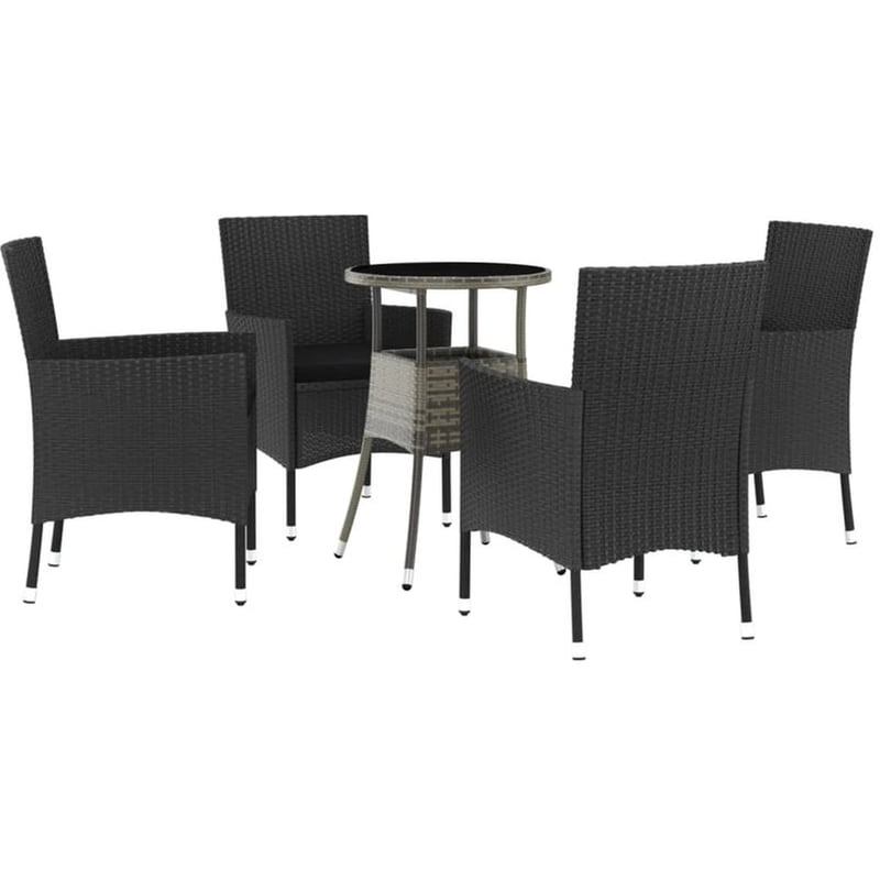 VIDAXL Σετ Επίπλων Bistro Κήπου VidaXL από Συνθετικό Ρατάν 5Τμχ - Μαύρο