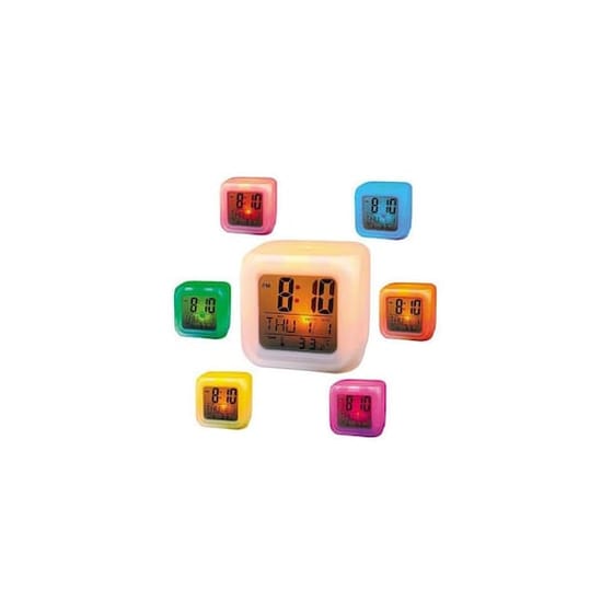 Ψηφιακό Επιτραπέζιο Ρολόι Aria Trade Με Ένδειξη Θερμοκρασίας, Ξυπνητήρι Και Ημερομηνία 8x8x8 cm - Πολύχρωμο image 2
