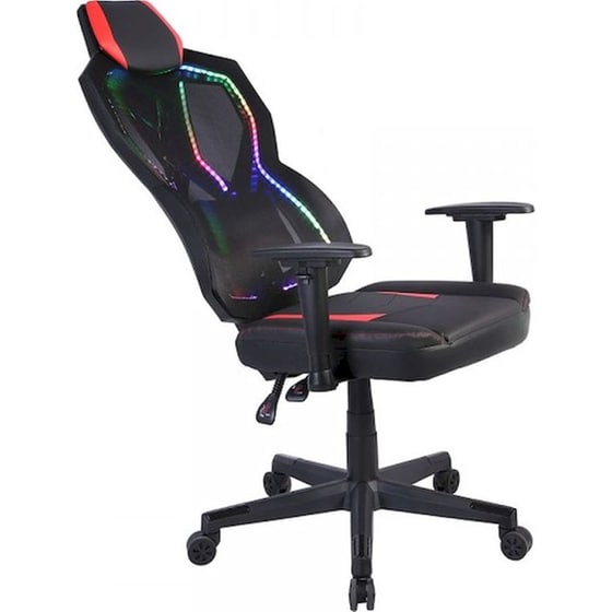 Καρέκλα Γραφείου/ Gaming 24Mall Raider Pro LED RGB από Ύφασμα Mesh - Μαύρο/ Κόκκινο image 9
