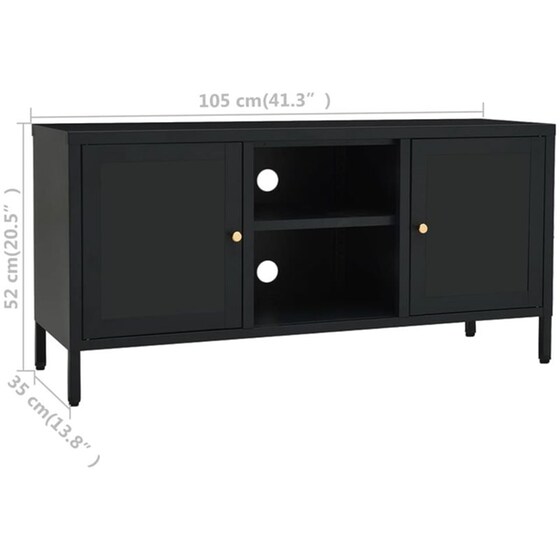 Έπιπλο Τηλεόρασης VidaXL Ατσάλι Και Γυαλί 105x35x52cm - Μαύρο image 9