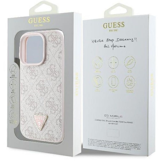 Θήκη Apple iPhone 16 Pro Guess Leather 4G Triangle - Ροζ image 6