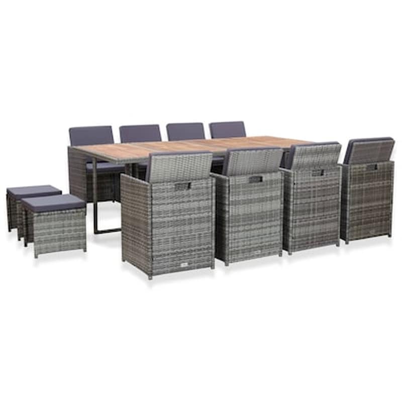 Σετ Τραπεζαρία Κήπου Vidaxl από Ρατάν/Ξύλο Ακακίας 13 Τμχ - Ανθρακί VIDAXL