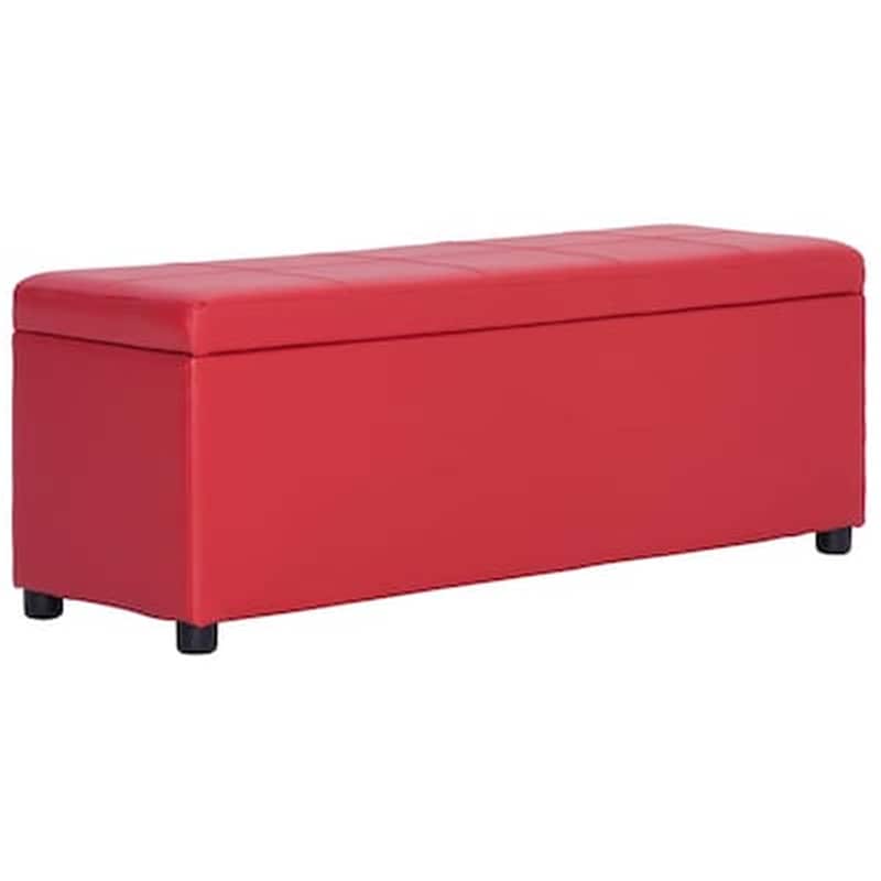 Vidaxl Πάγκος Με Αποθηκευτικό Χώρο Κόκκινος 116 Εκ. Συνθετικό Δέρμα