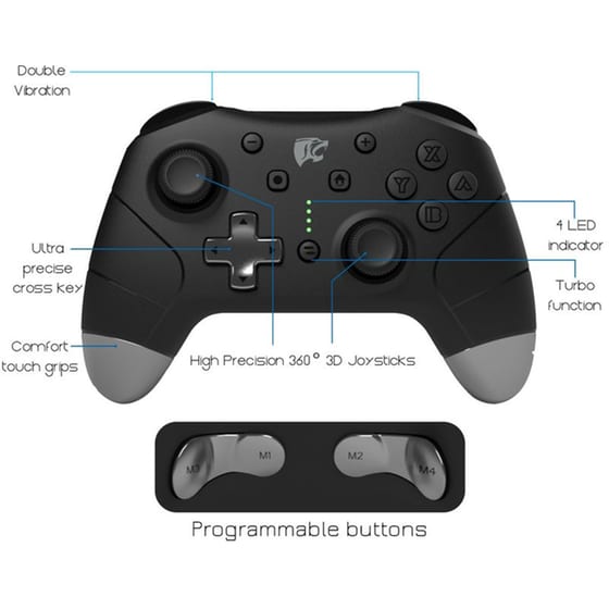 Roar Rr-0014 Ασύρματο Gamepad Για Switch/Android/Pc - Μαύρο image 3