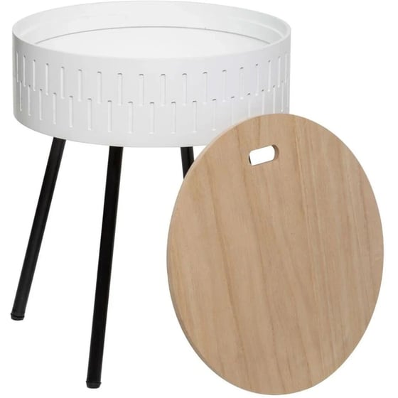 Τραπεζάκι Σαλονιού Spitishop A-s Shiro από MDF 166584a Φ38.5x45.5cm - Λευκό/Μαύρο image 3