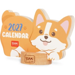 Πλανόγραμμα Μηνιαίο 2027 Επιτραπέζιο Legami 12M Corgi με Διακοσμητική Ξύλινη Βάση