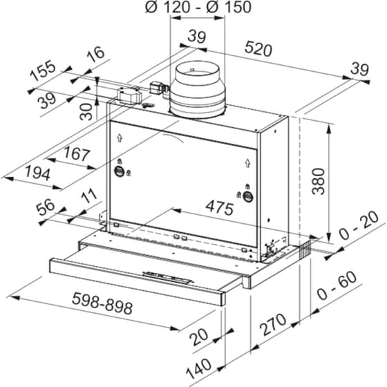 FRANKE OMNIA FTCO 60 XS 60 cm Inox Απορροφητήρας Συρόμενος image 1