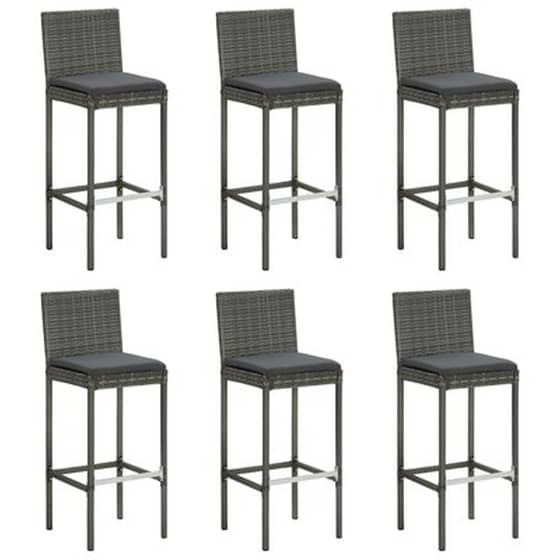 Vidaxl Σετ Επίπλων Μπαρ Κήπου 7 Τεμ. Ανθρακί Συνθ. Ρατάν Με Μαξιλάρια image 2