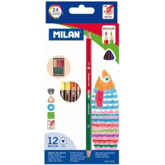 Ξυλομπογιές Milan Δίχρωμες 12 Τεμάχια image 0