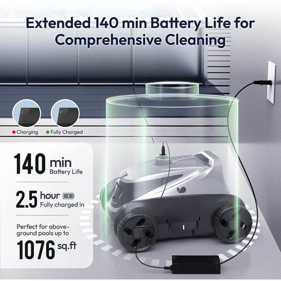 BUBLUE Bubot 500P 2.5 L Γκρι Σκούπα Ρομπότ Πισίνας image 2