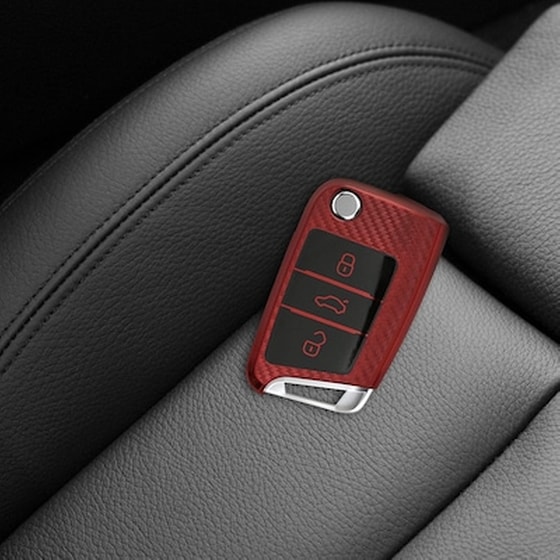 Kw Θήκη Κλειδιού Vw / Seat / Skoda - Σιλικόνη - 3 Κουμπιά - Carbon Red (50279.20) image 3