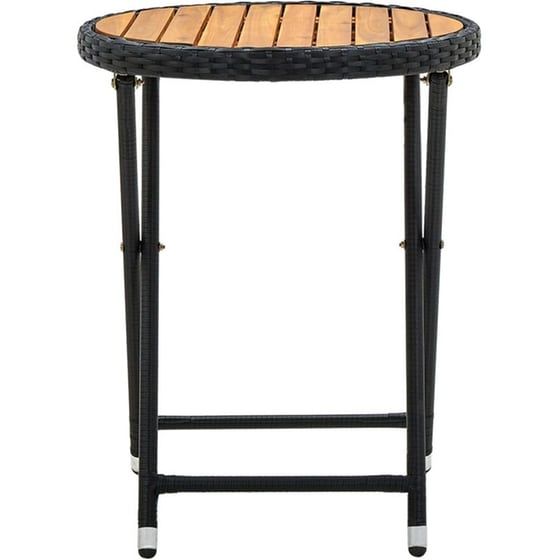 Τραπέζι Εξωτερικού Χώρου Βοηθητικό/Πτυσσόμενο VidaXL από Ρατάν/Ξύλο φ60x75 cm - Μαύρο/Καφέ image 2