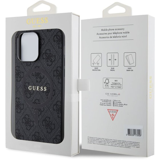 Θήκη Apple iPhone 14 Pro Max - Guess 4g Logo Collection Magsafe Ring Stand Hard Case - Μαύρο image 1