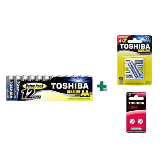 Toshiba Alkaline AA LR6 Alkaline FI (12 τμχ) + AAA LR03 (6 τμχ) + LR44 ...