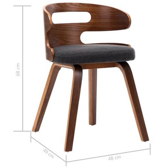 Καρέκλες Τραπεζαρίας Vidaxl από Λυγισμένο Ξύλο / Ύφασμα 2 Τμχ - Σκούρο Γκρι image 6