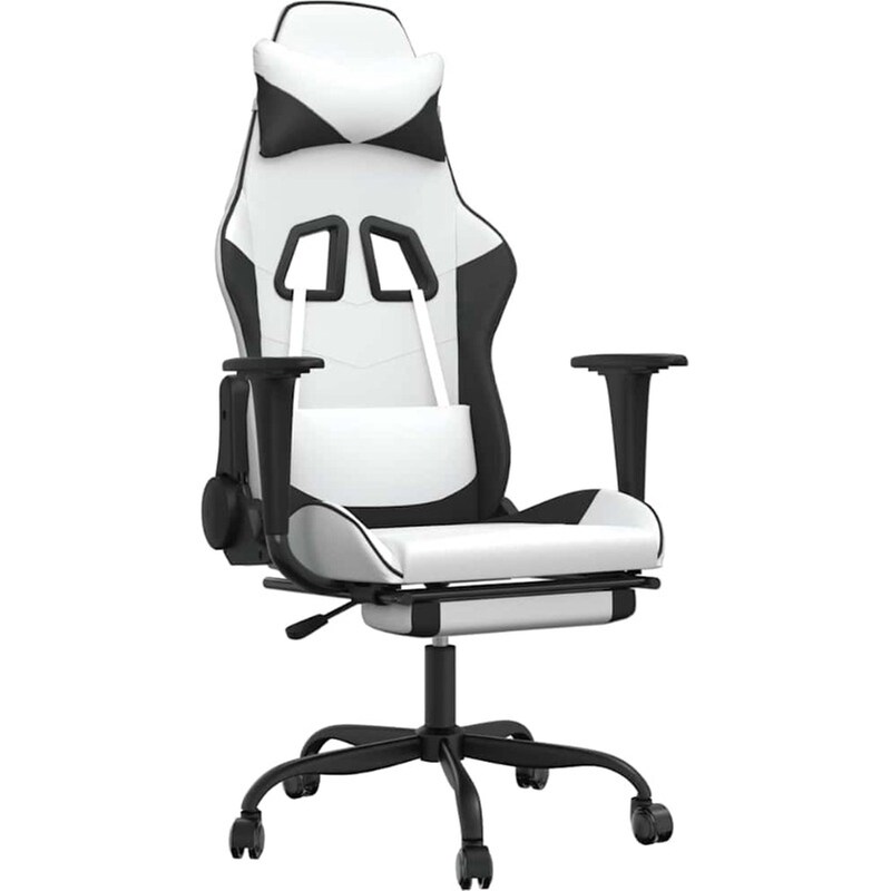 Καρέκλα Gaming VIDAXL 345421 με Υποπόδιο από Τεχνητό Δέρμα - Μαύρο