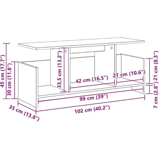 Έπιπλο Τηλεόρασης VidaXL 102 x 35 x 45 cm - Artisan Δρυς image 8