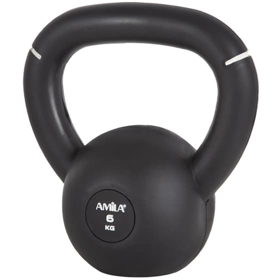Kettlebell Amila Original Rubber 90474 Κλασικό από Λάστιχο 6kg - Μαύρο/Λευκό image 0