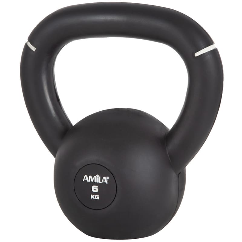 Kettlebell Amila Original Rubber 90474 Κλασικό από Λάστιχο 6kg - Μαύρο/Λευκό