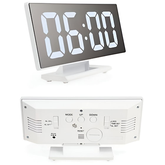 Ψηφιακό Ρολόι Επιτραπέζιο DS-3618L με Led 18.5x4.55x9.5 cm - Λευκό image 0