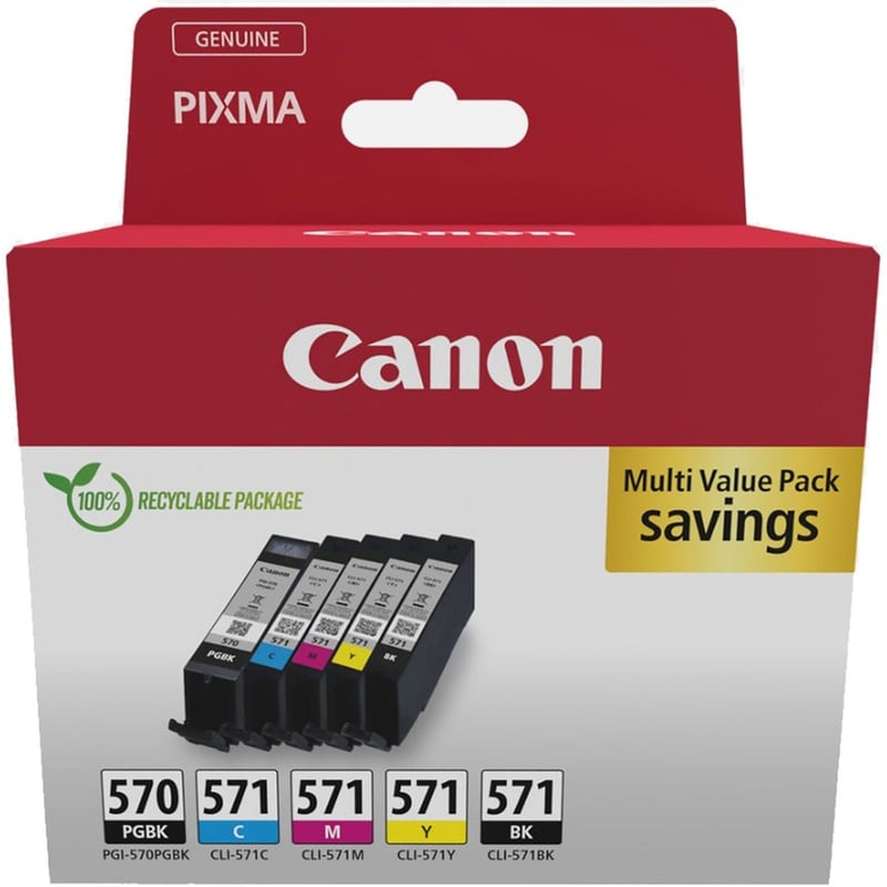 Canon PGI-570/CLI-571 Multipack 5 Χρωμάτων Μελάνια Εκτυπωτή 0372C006