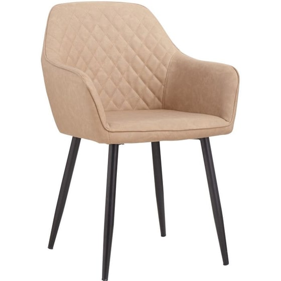 Καρέκλα Τραπεζαρίας Polihome Laurie από Μέταλλο και Δερματίνη 58x61x86 cm - Μόκα/Μαύρο image 0