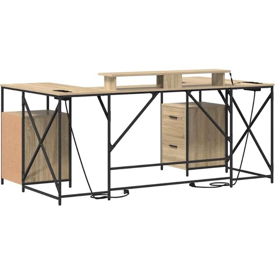 Γραφείο VidaXL από Επεξεργασμένο Ξύλο 182x101x87,5 cm - Sonoma Δρυς image 8