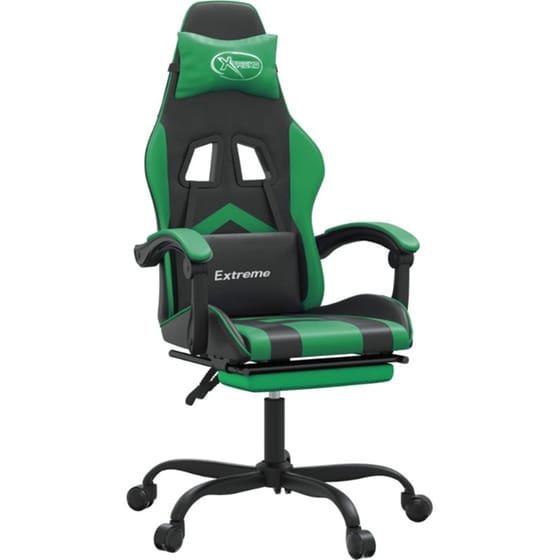 Καρέκλα Gaming VIDAXL 3143905 με Υποπόδιο από Τεχνητό Δέρμα - Μαύρο image 0
