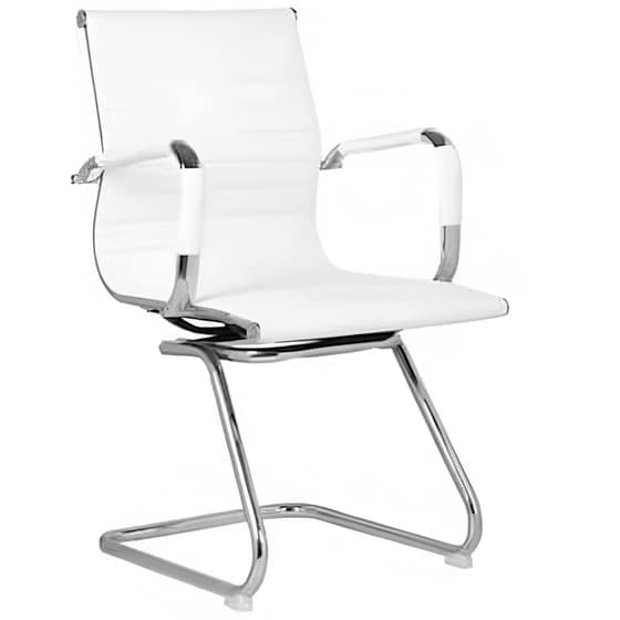Καρέκλα Επισκέπτη 24Mall 2 Τμχ. από Τεχνητό Δέρμα - Λευκή image 0
