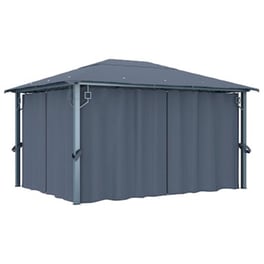 Vidaxl Κιόσκι Με Κουρτίνα Ανθρακί 400 X 300 Εκ. Αλουμινίου