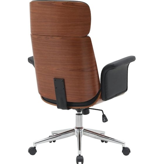 Καρέκλα Διευθυντική 24Mall Cara από Τεχνητό Δέρμα & Ξύλο Plywood - Μαύρη/ Καφέ image 2