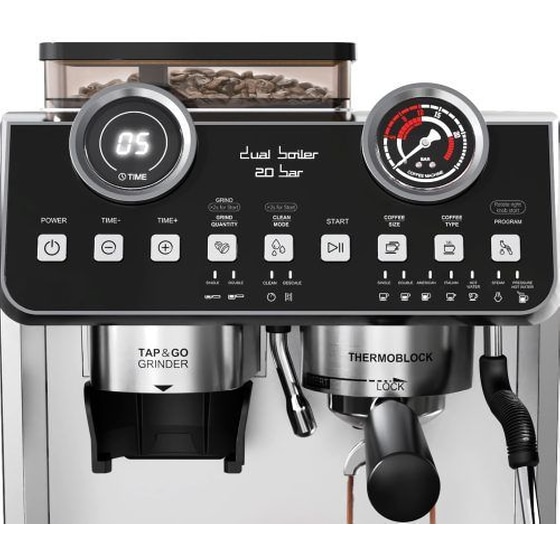 ROHNSON R-98200 Μηχανή Espresso 2800W 20bar με Μύλο Άλεσης Ασημί image 1