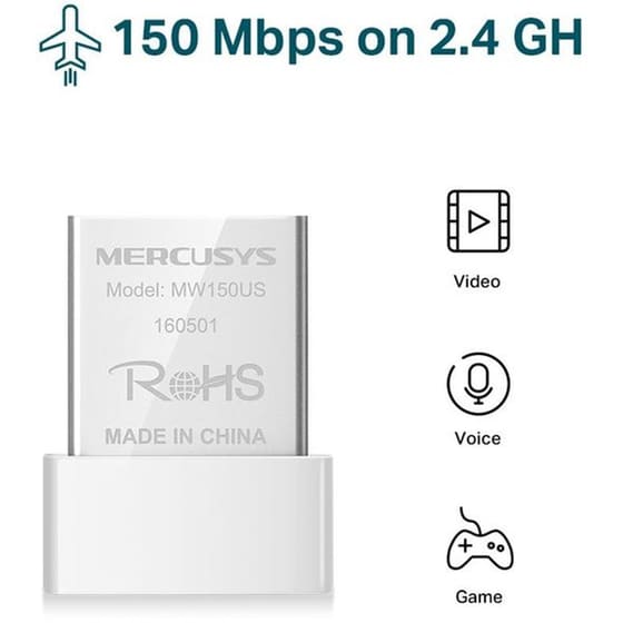 Mercusys MW150US USB Αντάπτορας Δικτύου Ασύρματη Σύνδεση 150Mbps image 1