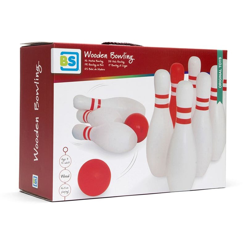 Ξύλινο Παιχνίδι Bs Toys Bowling Red And White