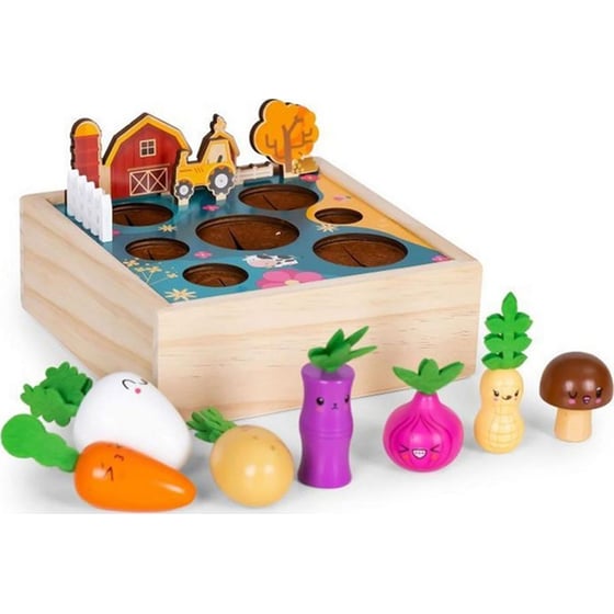 Ξύλινο Παιχνίδι Ecotoys Λαχανόκηπος Τελάρο Με 7 Λαχανικά - 17x17x6.2 cm image 2