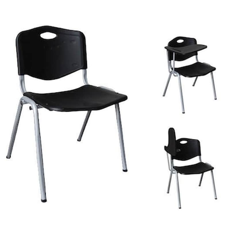 WOODWELL Καρεκλα Μεταλλικη - Εδρα Και Πλατη Πλαστικη Μαυρη Με Αναλογιο