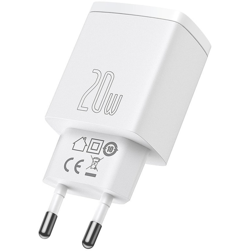 Φορτιστής Πρίζας Baseus CCXJ-B02 2port Usb-C,Usb 20W - White