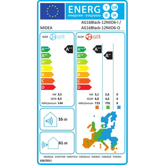 MIDEA Crystal Black AG16BLACK-12NXD6-I/O Κλιματιστικό Inverter 12.000 BTU A+++/A+++ με Ιονιστή & WiFi image 3