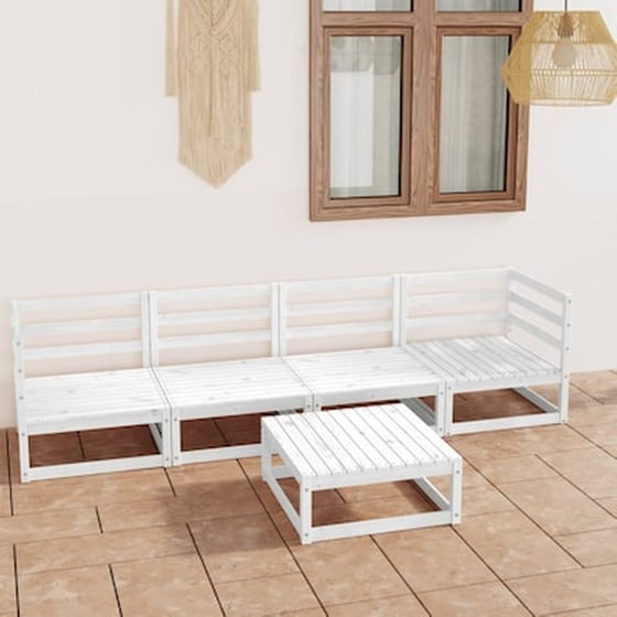Vidaxl Σαλόνι Κήπου Σετ 5 Τεμαχίων Λευκό Από Μασίφ Ξύλο Πεύκου image 0