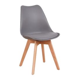 Καρέκλα Esmarket Grough Pp/Pu/Ξύλο 49x56x83cm - Γκρι