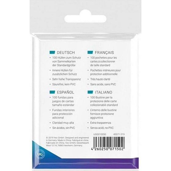 Ultimate Guard Precise-fit Standard Size Sleeves - Clear (100 Sleeves) image 1