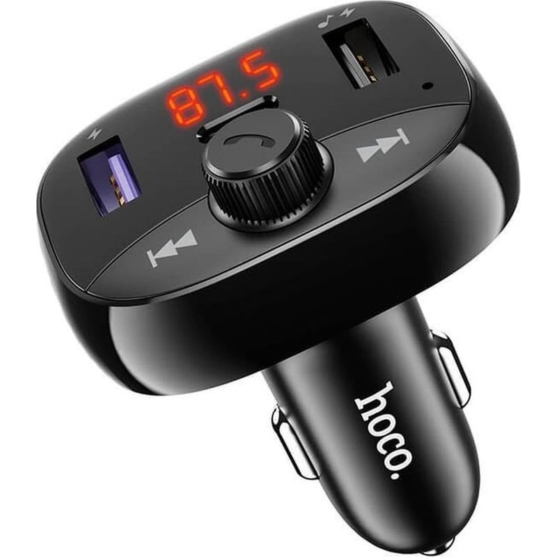 HOCO Bluetooth Fm Transmitter Hoco De2 USB QC 3.0 18W + USB 12W + USB-C + Micro Sd V5.0 - Μαύρο