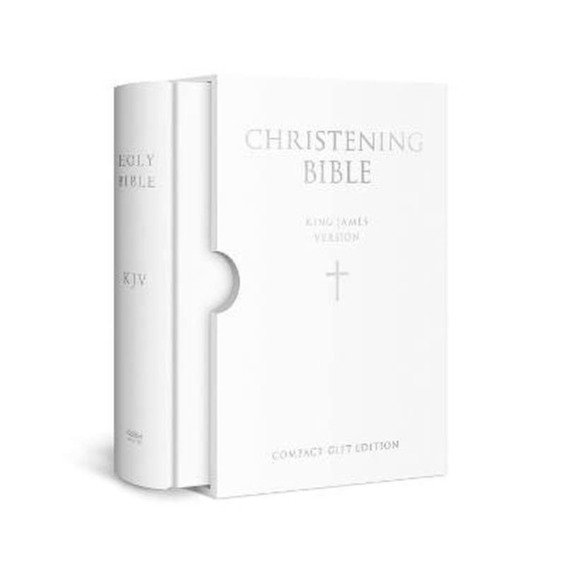 HOLY BIBLE: King James Version (KJV) White Compact Christening Edition