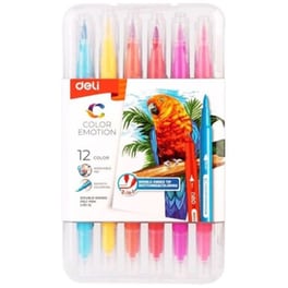 Μαρκαδόροι Deli Διπλή Μύτη Πινέλο 1-8mm Color Emotion (12 Τεμάχια)