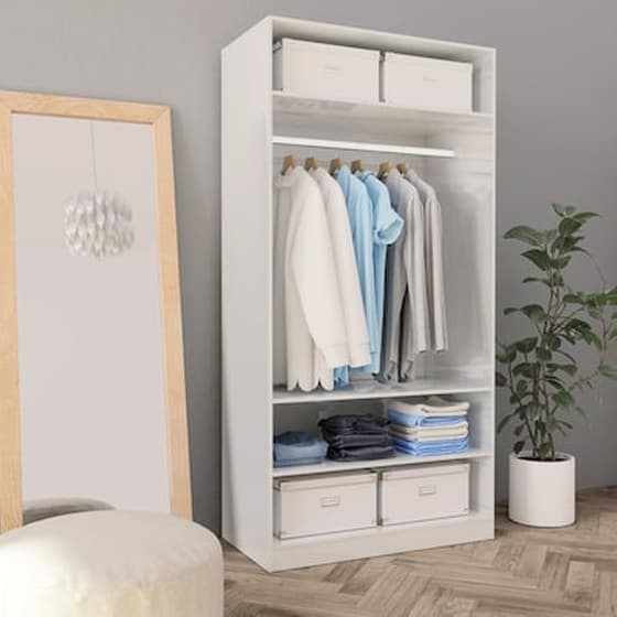 Vidaxl Ντουλάπα Γυαλιστερό Λευκό 100 X 50 X 200 Εκ. Από Μοριοσανίδα image 0