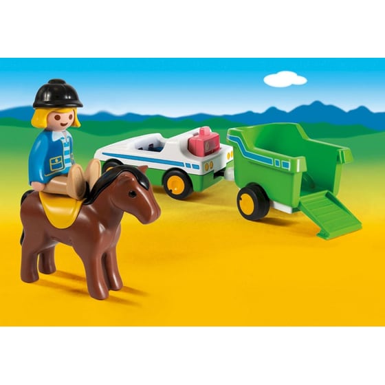 PLAYMOBIL® 1·2·3 Όχημα με Τρέιλερ Μεταφοράς Αλόγου (70181) image 4