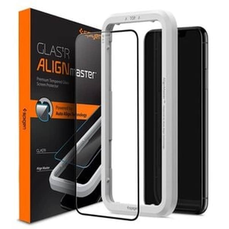 Προστατευτικό οθόνης Apple iPhone XR/iPhone 11 - Spigen Alignmaster Full Face Black Tempered Glass
