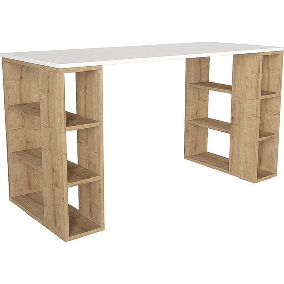 Γραφείο ArteLibre Wimsey από Μοριοσανίδα/Μελαμίνη 140x60x74cm - Λευκό/Sapphire image 0